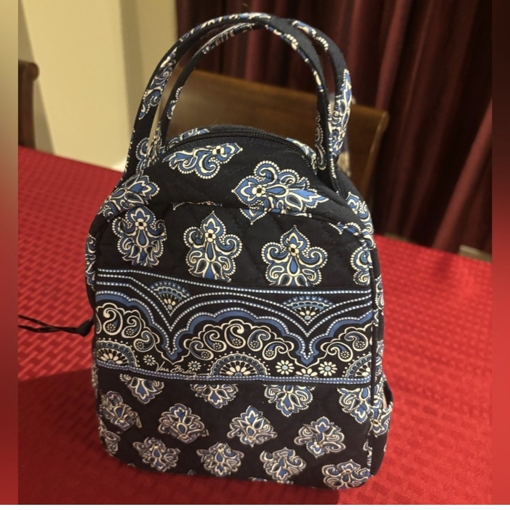 Vera Bradley Blue and White Lunch  Bag with Structured Opening